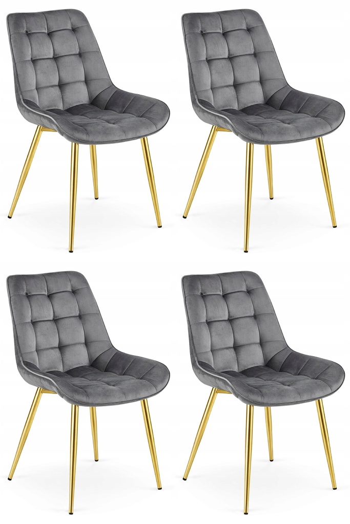 BERA Stuhl – dunkelgrauer Samt / goldene Beine x 4