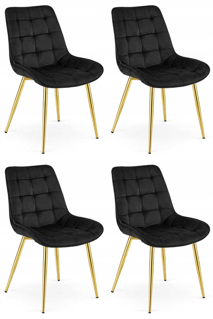 BERA Stuhl – schwarzer Samt / goldene Beine x 4