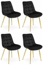 BERA Stuhl – schwarzer Samt / goldene Beine x 4