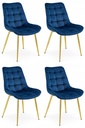 BERA Stuhl – marineblauer Samt / goldene Beine x 4