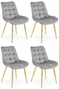 BERA Stuhl – hellgrauer Samt / goldene Beine x 4