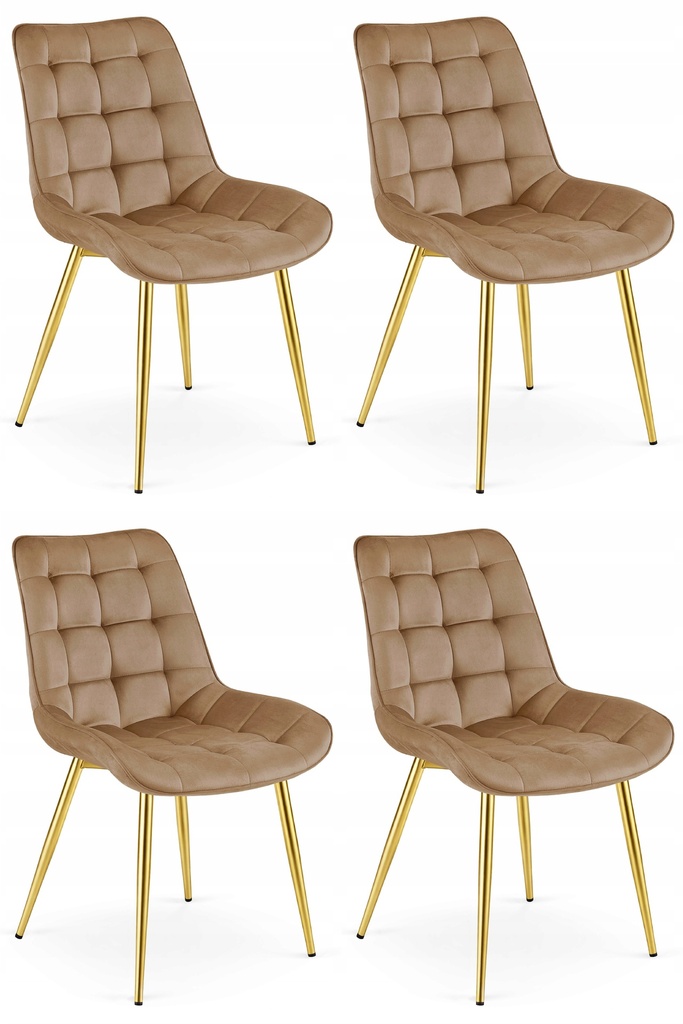 BERA Stuhl – brauner Samt / goldene Beine x 4