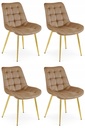 BERA Stuhl – brauner Samt / goldene Beine x 4