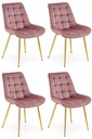 BERA Stuhl – dunkelrosa Samt / goldene Beine x 4