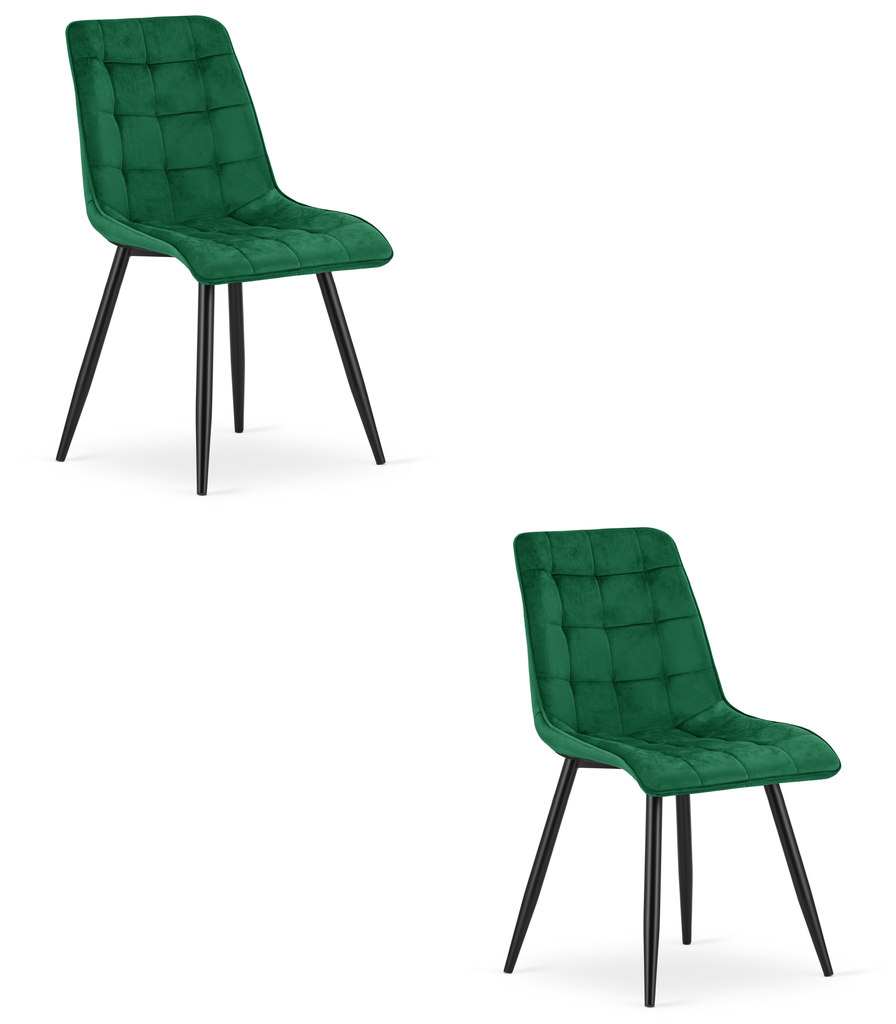 SPLIT Stuhl – grüner Samt / schwarze Beine x 2