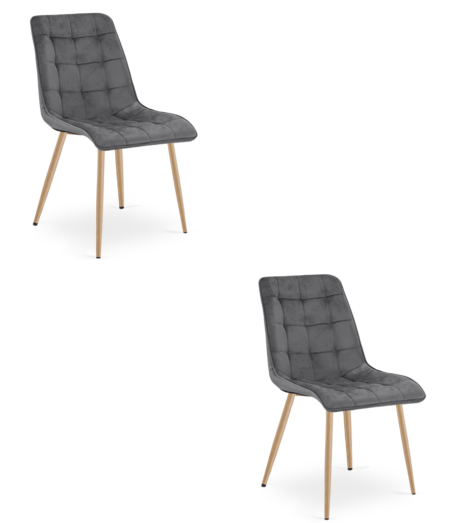 SPLIT-Stuhl – dunkelgrauer Samt / Eichenbeine x 2