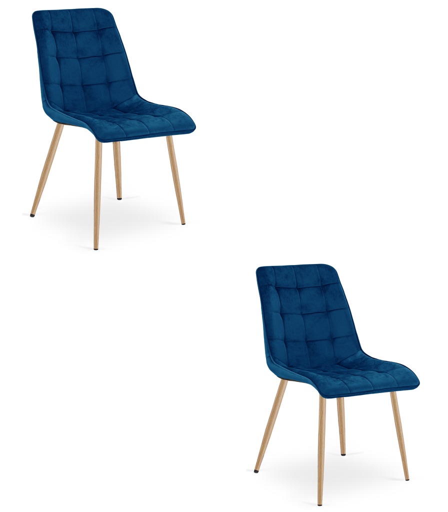 SPLIT-Stuhl – marineblauer Samt / Eichenbeine x 2