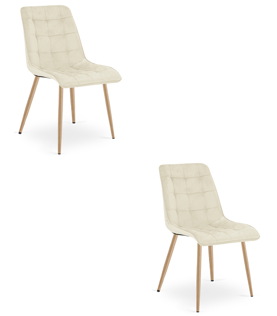 SPLIT Stuhl – hellbeiger Samt / Beine aus Eiche x 2