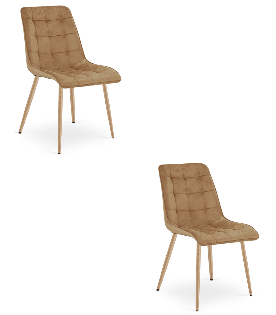 SPLIT Stuhl – brauner Samt / Beine aus Eiche x 2