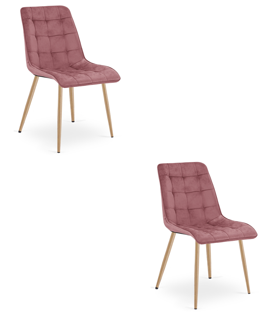 SPLIT Stuhl – dunkelrosa Samt / Beine aus Eiche x 2