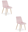 SPLIT Stuhl – hellrosa Samt / Beine aus Eiche x 2