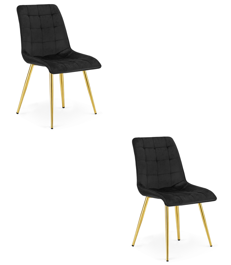 SPLIT Stuhl – schwarzer Samt / goldene Beine x 2