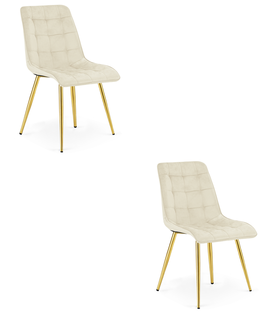 SPLIT Stuhl – hellbeiger Samt / goldene Beine x 2