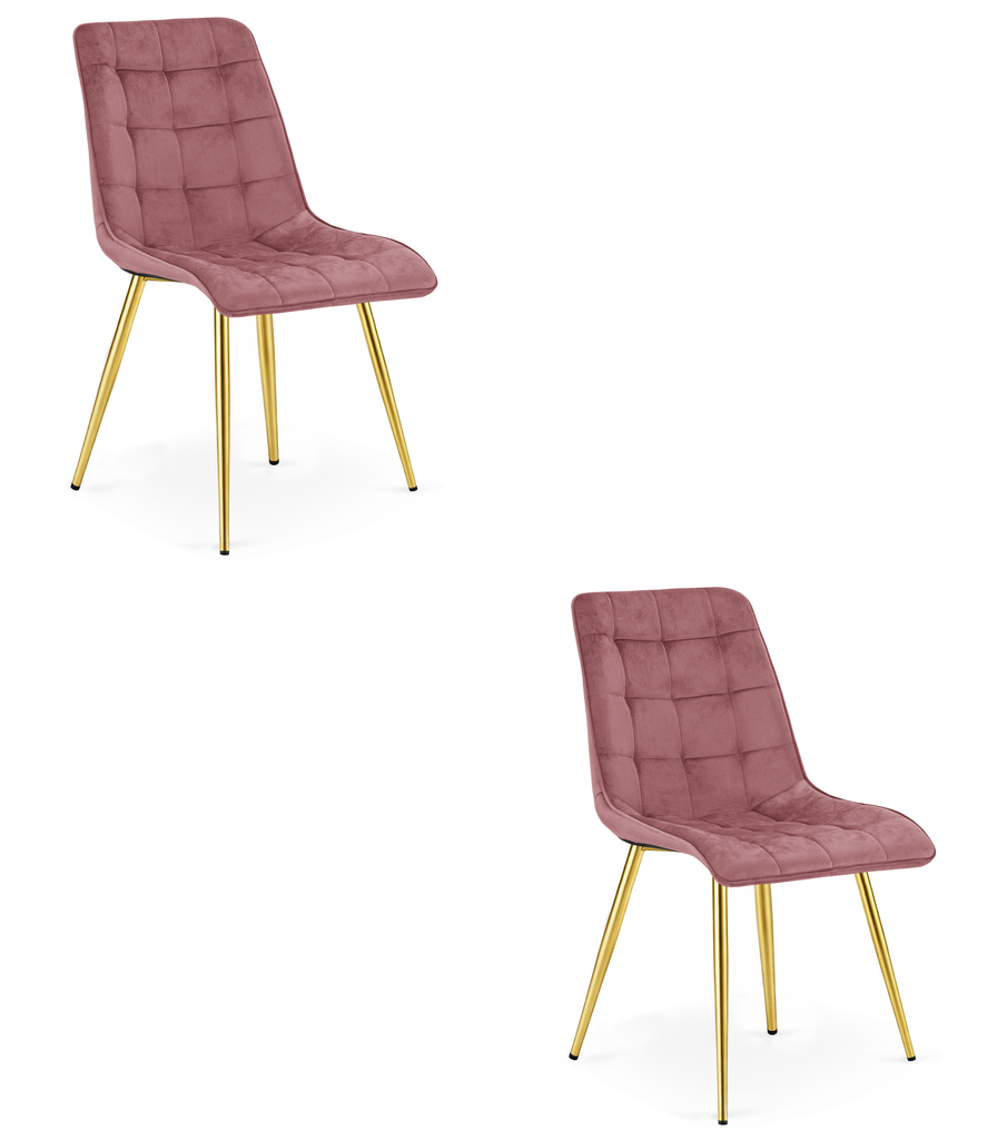 SPLIT Stuhl – dunkelrosa Samt / goldene Beine x 2