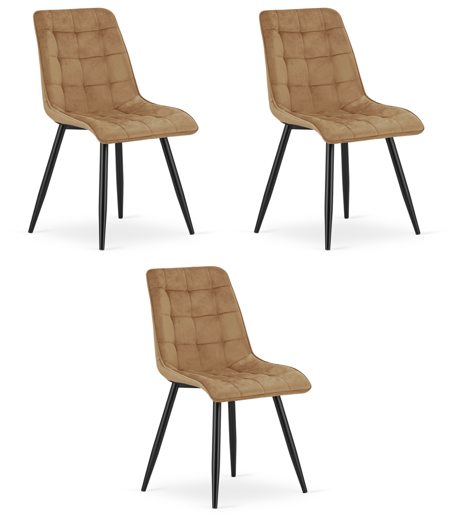 SPLIT Stuhl – brauner Samt / schwarze Beine x 3