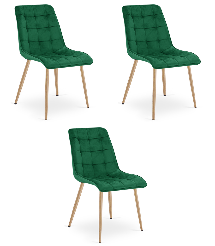 SPLIT Stuhl – grüner Samt / Eichenbeine x 3