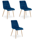 SPLIT-Stuhl – marineblauer Samt / Eichenbeine x 3