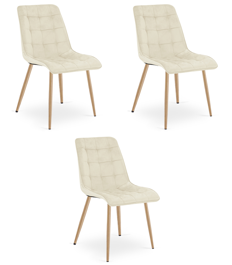 SPLIT Stuhl – hellbeiger Samt / Eichenbeine x 3