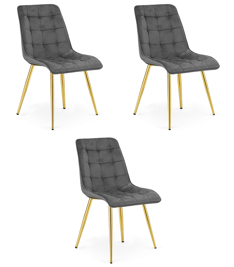 SPLIT Stuhl – dunkelgrauer Samt / goldene Beine x 3