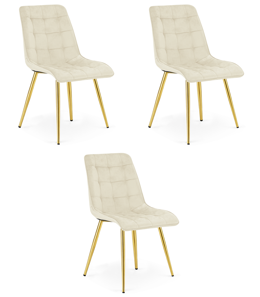 SPLIT Stuhl – hellbeiger Samt / goldene Beine x 3