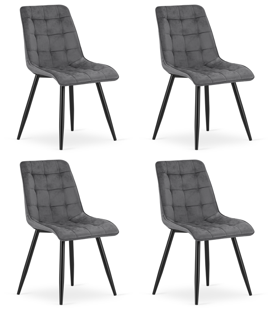 SPLIT-Stuhl – dunkelgrauer Samt / schwarze Beine x 4