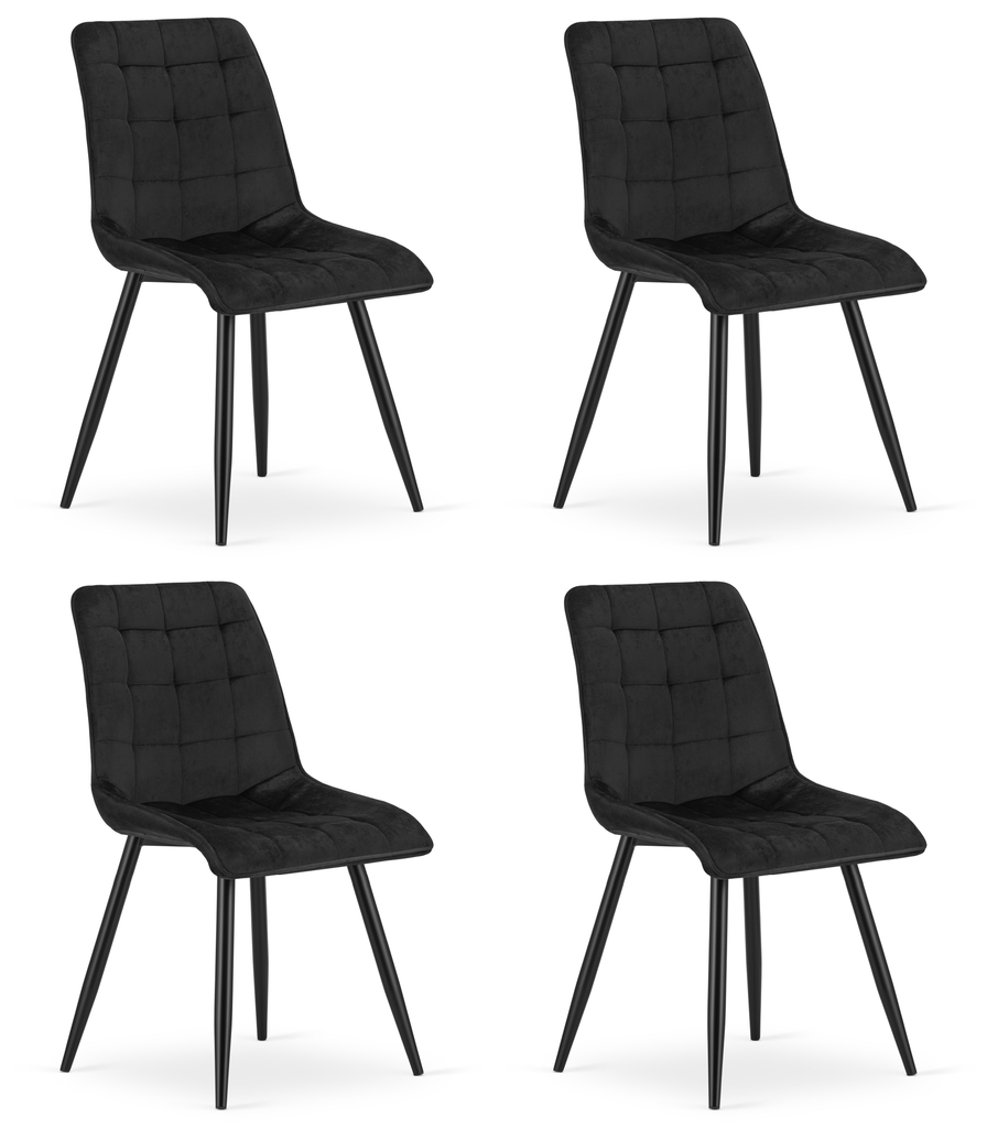 SPLIT Stuhl – schwarzer Samt / schwarze Beine x 4