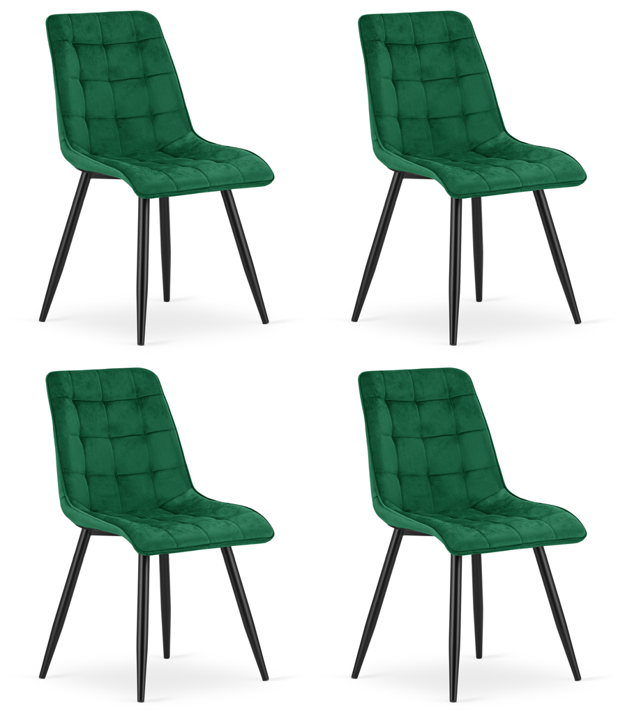 SPLIT Stuhl – grüner Samt / schwarze Beine x 4