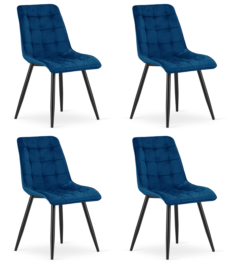 SPLIT-Stuhl – marineblauer Samt / schwarze Beine x 4
