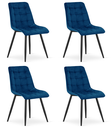 SPLIT-Stuhl – marineblauer Samt / schwarze Beine x 4