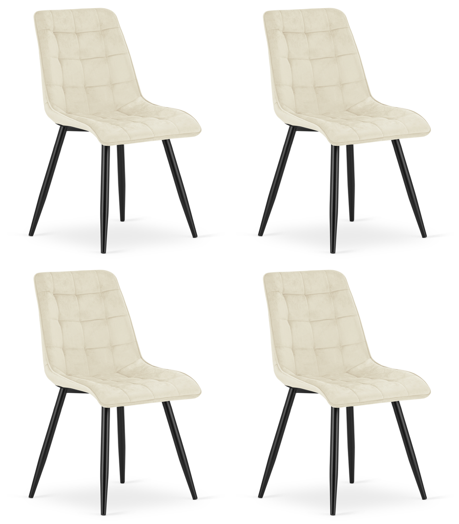SPLIT Stuhl – hellbeiger Samt / schwarze Beine x 4