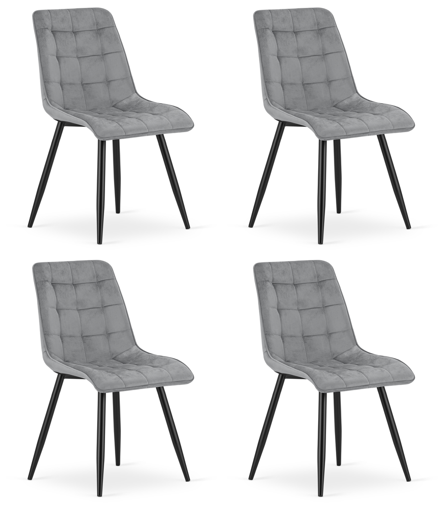 SPLIT-Stuhl – hellgrauer Samt / schwarze Beine x 4