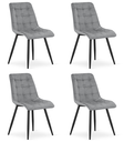 SPLIT-Stuhl – hellgrauer Samt / schwarze Beine x 4