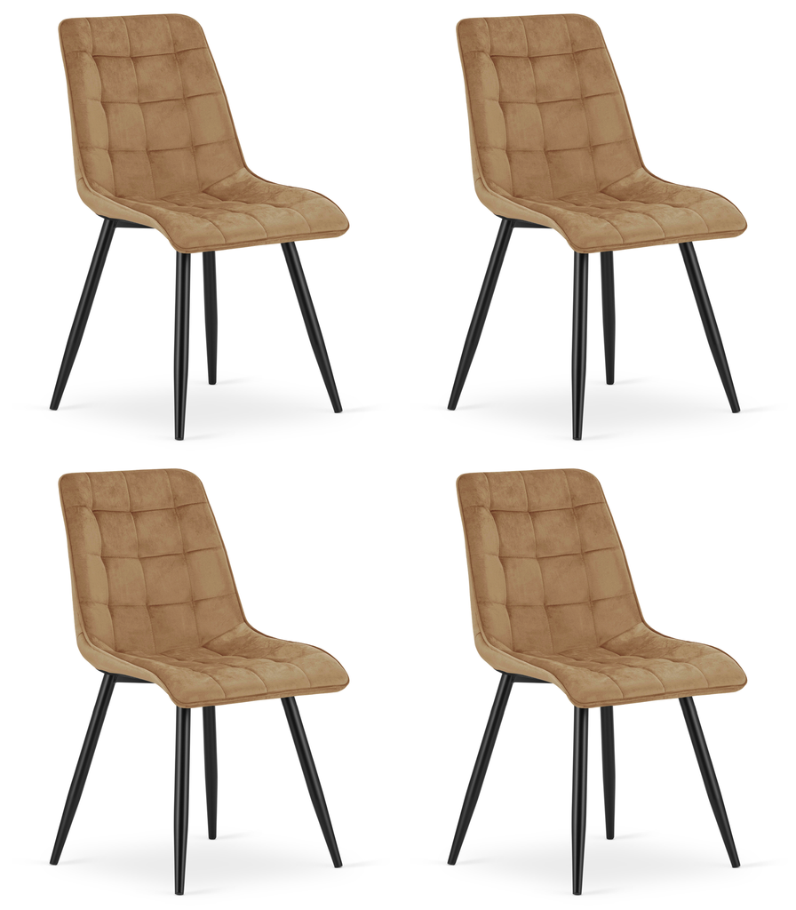 SPLIT Stuhl – brauner Samt / schwarze Beine x 4