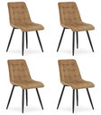 SPLIT Stuhl – brauner Samt / schwarze Beine x 4