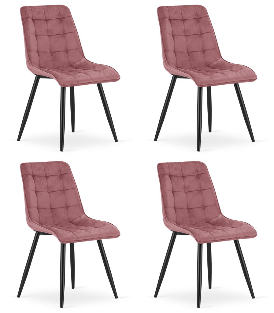 SPLIT Stuhl – dunkelrosa Samt / schwarze Beine x 4