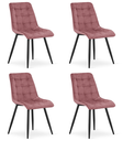 SPLIT Stuhl – dunkelrosa Samt / schwarze Beine x 4