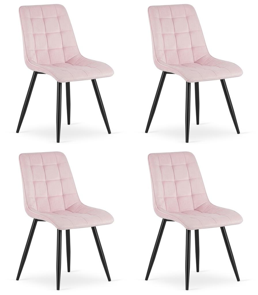 SPLIT Stuhl – hellrosa Samt / schwarze Beine x 4