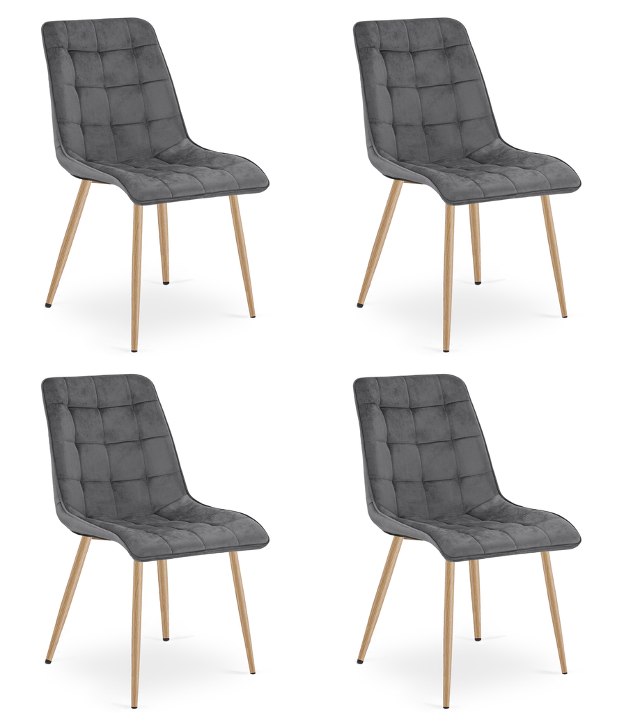 SPLIT-Stuhl – dunkelgrauer Samt / Eichenbeine x 4