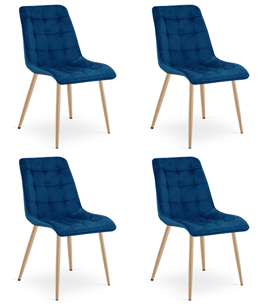 SPLIT-Stuhl – marineblauer Samt / Eichenbeine x 4