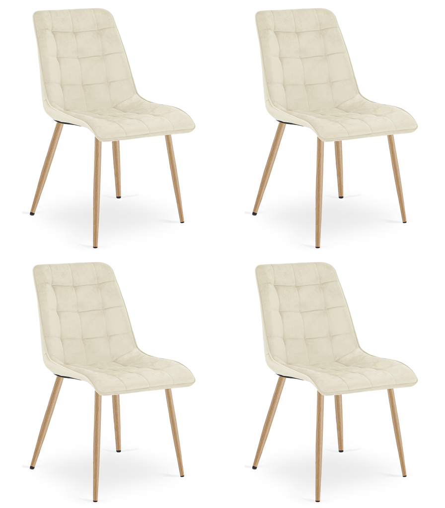SPLIT Stuhl – hellbeiger Samt / Eichenbeine x 4