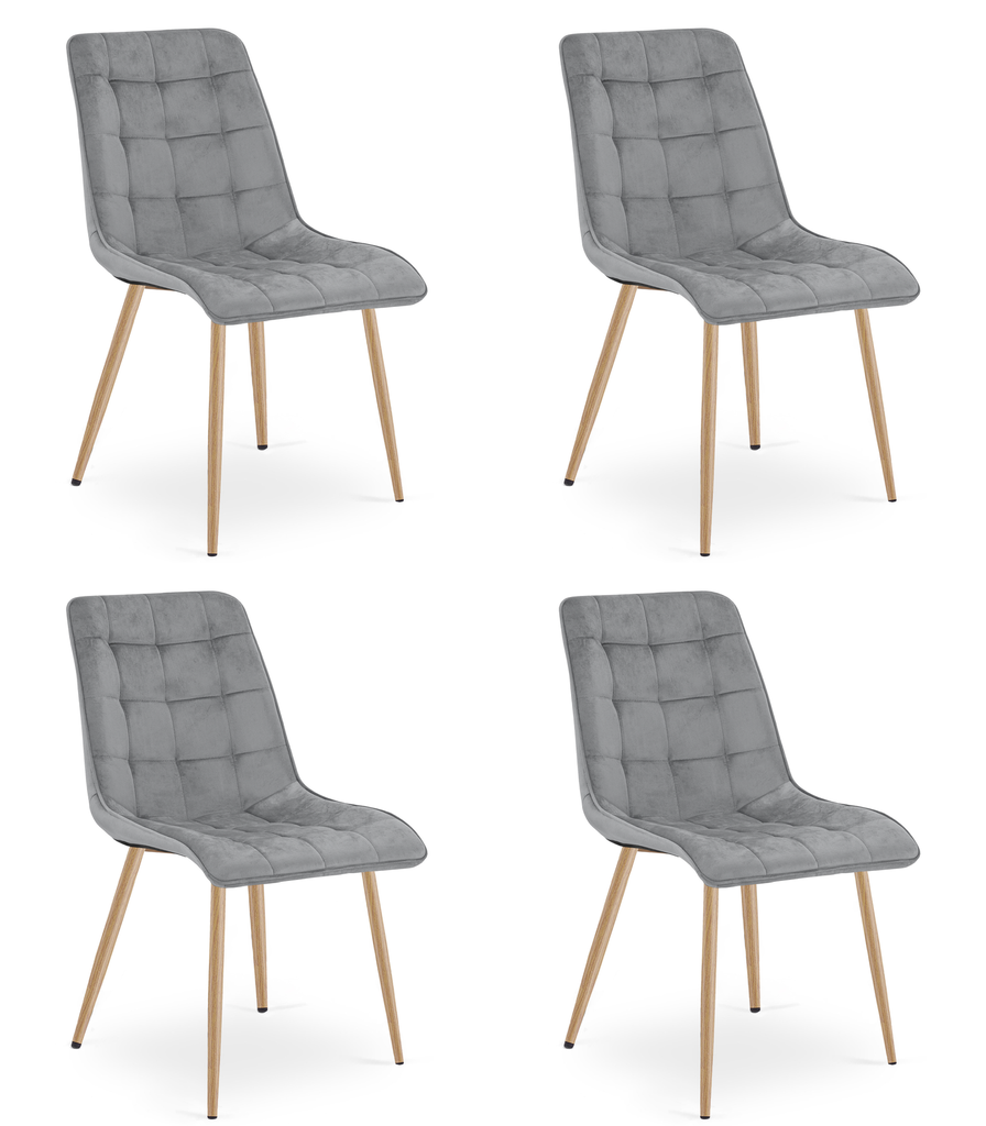 SPLIT Stuhl – hellgrauer Samt / Eichenbeine x 4