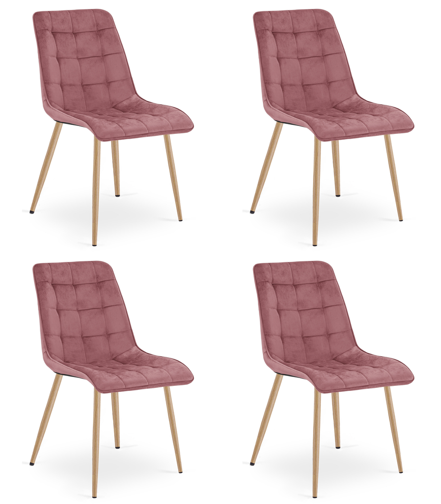 SPLIT Stuhl – dunkelrosa Samt / Eichenbeine x 4
