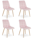 SPLIT Stuhl – hellrosa Samt / Beine aus Eiche x 4