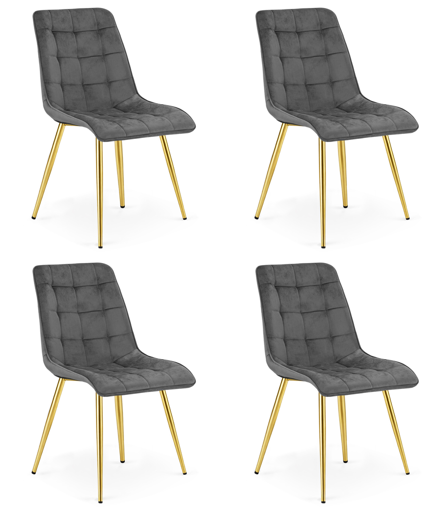 SPLIT Stuhl – dunkelgrauer Samt / goldene Beine x 4
