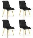 SPLIT Stuhl – schwarzer Samt / goldene Beine x 4