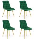 SPLIT Stuhl – grüner Samt / goldene Beine x 4