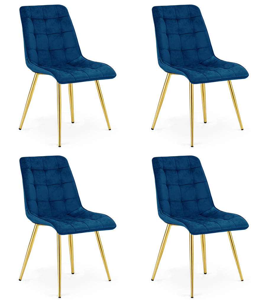 SPLIT-Stuhl – marineblauer Samt / goldene Beine x 4