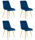 SPLIT-Stuhl – marineblauer Samt / goldene Beine x 4