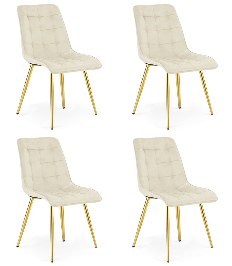 SPLIT Stuhl – hellbeiger Samt / goldene Beine x 4
