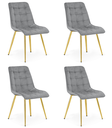 SPLIT Stuhl – hellgrauer Samt / goldene Beine x 4